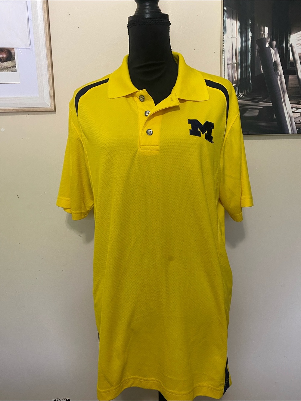Yellow Short-Sleeve Polo with Embroidered M Logo